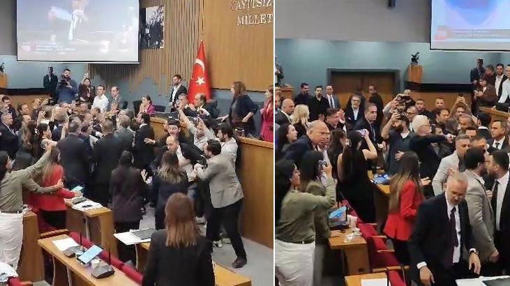 İzmir Büyükşehir Belediye Meclisi’nde AK Parti ve CHP'li üyeler birbirine girdi
