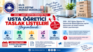 Kilis’te Usta Öğretici Taslak Listeleri Yayımlandı