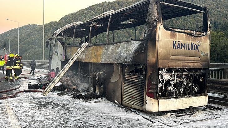 Anadolu Otoyolu'nda yolcu otobüsünde yangın!